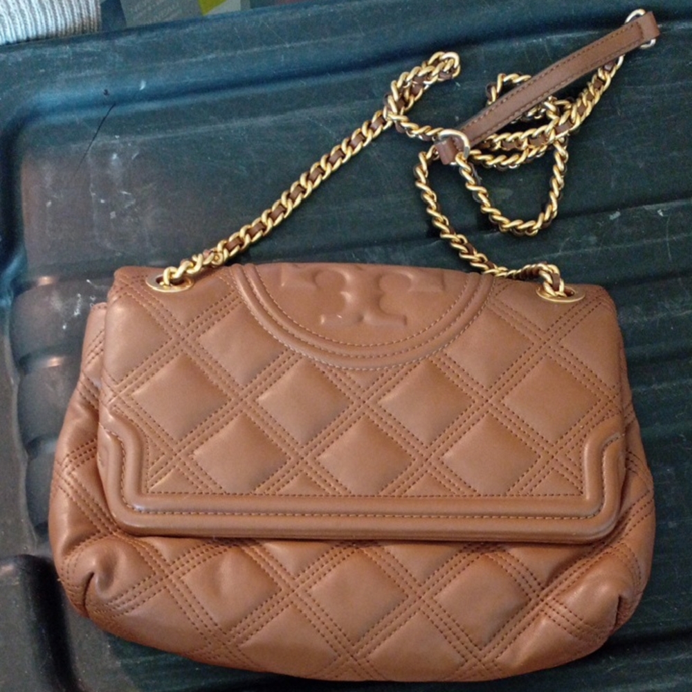 Tory Burch Brown Quilted Shoulder Bag